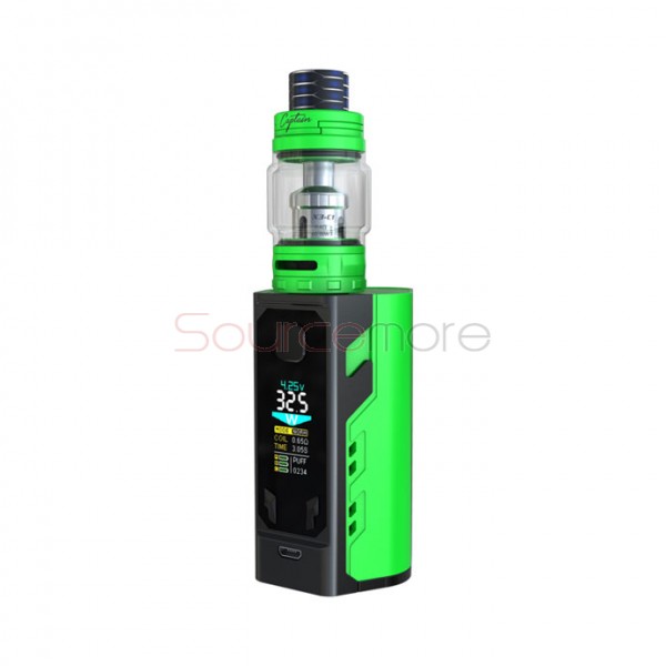 IJOY Captain X3 324W Kit Captain X3 324W Mod with 8ml Captain X3 Tank(Included 20700 Battery 9000mah Capacity)-Green