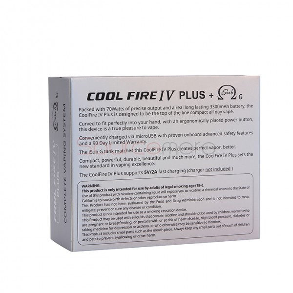 Innokin Cool Fire IV Plus 70W with iSub G 4.5ml Starter Kit 3300mah Capacity Adjustable Airflow 0.5ohm Vapemate-Black