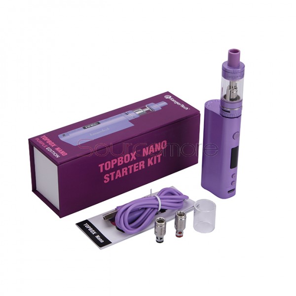 Kangertech TOPBOX Nano 60W TC Mod Kit KBox Nano Temperature Control Mod with 3.2ml TOPTANK Nano Clearomizer- Purple