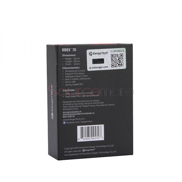 Kanger  KBOX 70W VW/TC Box Mod 4000mah Built-in Battery Spring-loaded 510 Connection Micro USB Charging Mod-Black