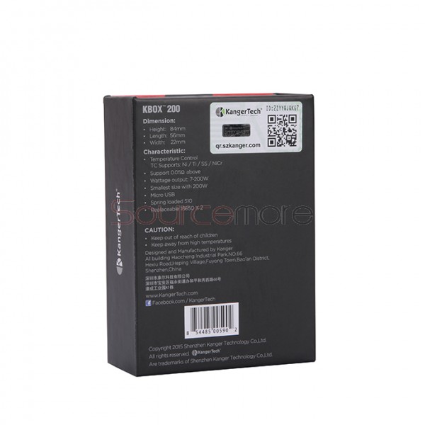 Kanger  KBOX 200W VW/TC Box Mod Powered by Dual 18650 Cells Spring-loaded 510 Connection-Black
