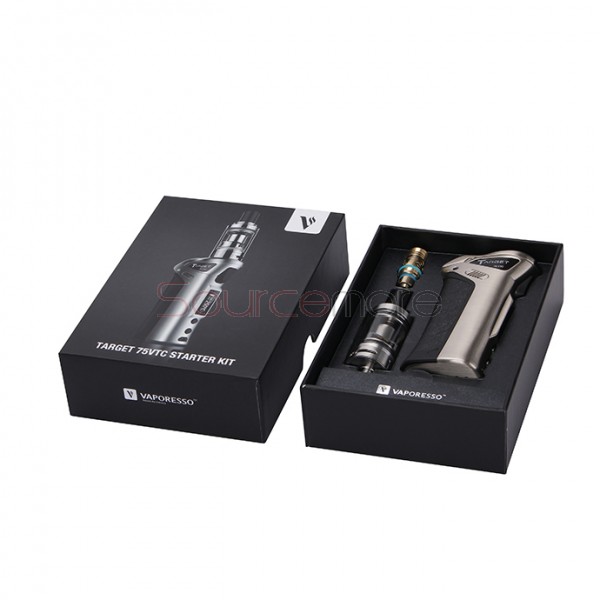 Vaporesso TARGET VTC V2 75W Starter Kit Target 75W VT/VW Single 18650 Box Mod No Spitting Target Tank with cCELL Coil-Stainless Steel