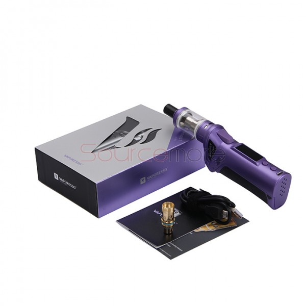 Vaporesso TARGET VTC V2 75W Starter Kit Target 75W VT/VW Single 18650 Box Mod No Spitting Target Tank with cCELL Coil-Purple
