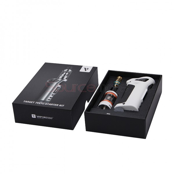 Vaporesso TARGET VTC V2 75W Starter Kit Target 75W VT/VW Single 18650 Box Mod No Spitting Target Tank with cCELL Coil-White