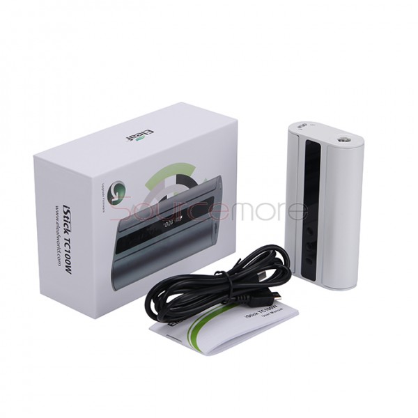 Eleaf iStick TC 100W Box Mod Powered by Dual 18650 Cells Upgradeable Firmware Switchable TC(Ni/Ti/SS/TCR)/VW/Bypass Modes-White