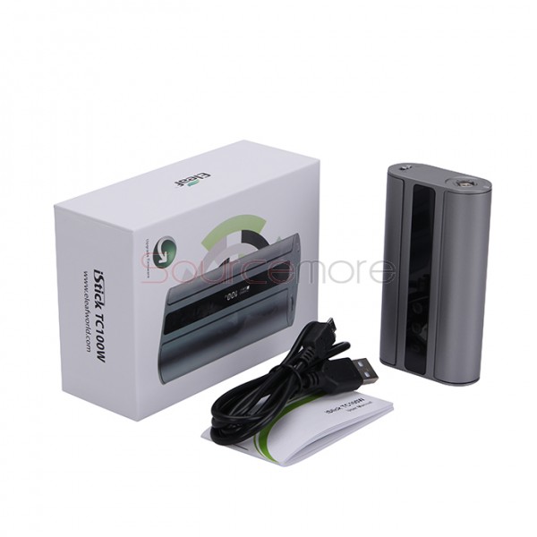Eleaf iStick TC 100W Box Mod Powered by Dual 18650 Cells Upgradeable Firmware Switchable TC(Ni/Ti/SS/TCR)/VW/Bypass Modes-Grey