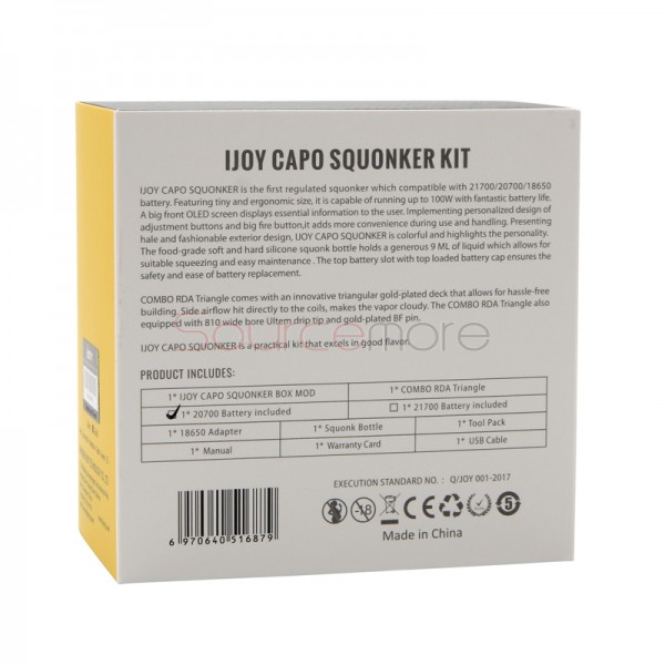 IJOY CAPO Squonker Kit with COMBO RDA Triangle Atomizer - Yellow