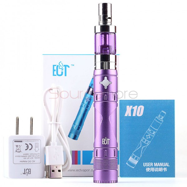 ECT X10 Starter Kit 1600mah X10 40W Battery 2.5ml Fog Mini Atomizer-Purple