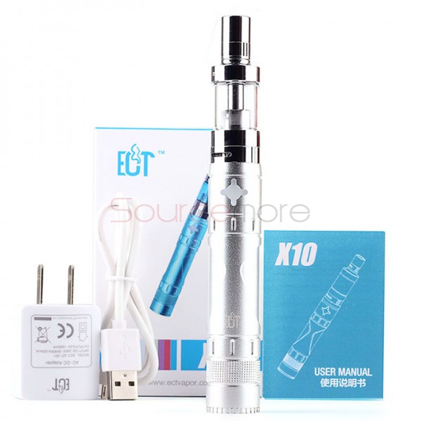 ECT X10 Starter Kit 1600mah X10 40W Battery 2.5ml Fog Mini Atomizer-Silver