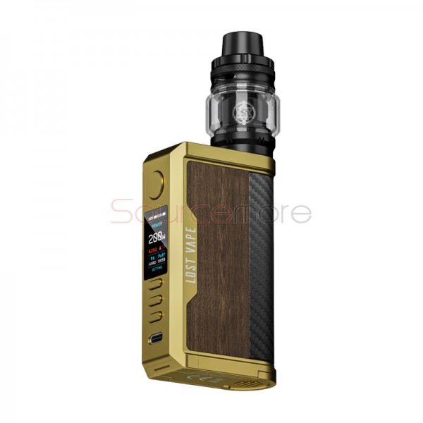 Lost Vape Centaurus Q200 Kit with Centaurus Sub Ohm Tank Gold Teak Wood