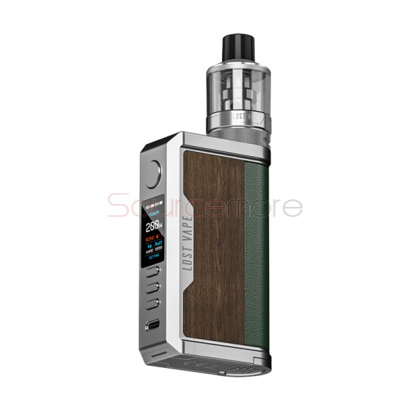 Lost Vape Centaurus Q200 Kit with UB Max Pod Tank SS Teak Wood