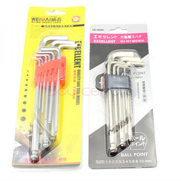 Multi-function Upgraded 17cm Allen Key 1.5mm-10mm  Diameters Tools (9pcs)