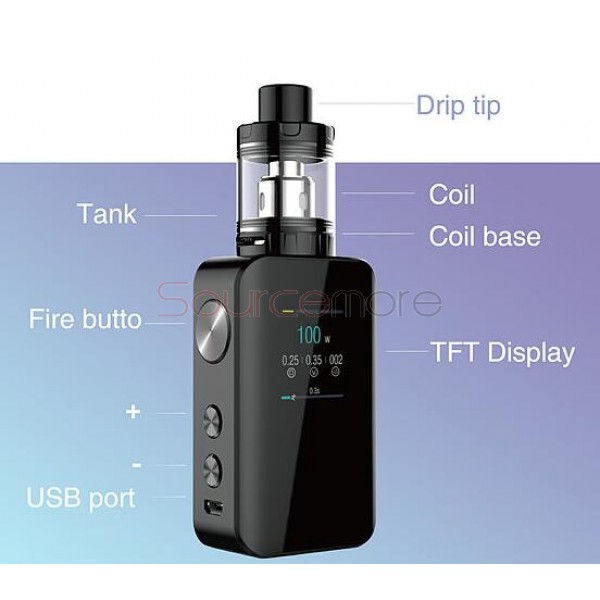  Kanger Vola Kit 100W Vola TFT Screen Mod with 4ml Vola Sub Ohm Tank-Black