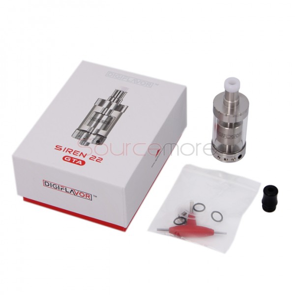 Digiflavor Siren GTA 4ml Liquild Capacity Mouth to Lung Genisis Tank Atomizer 22mm Diameter Version- Silver