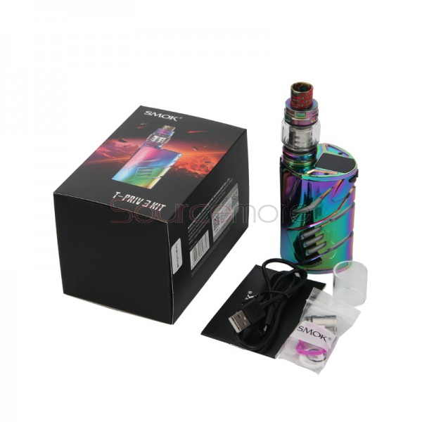 Smok T-PRIV 3 Kit 8ml TFV12 Prince Tank with T-PRIV 3 300W Mod Powered by Triple 18650 Cells- Prism rainbow