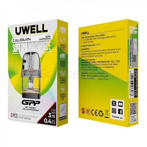 Uwell Caliburn GPP Cartridge with Soft TPU Mouthpiece