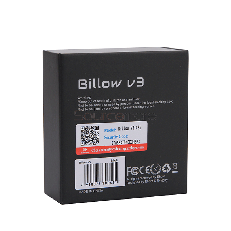 Ehpro Billow V3 RTA Adjustable Airflow Control Rebuildable Tank Atomizer with 4.6ml Juice Capacity-Black