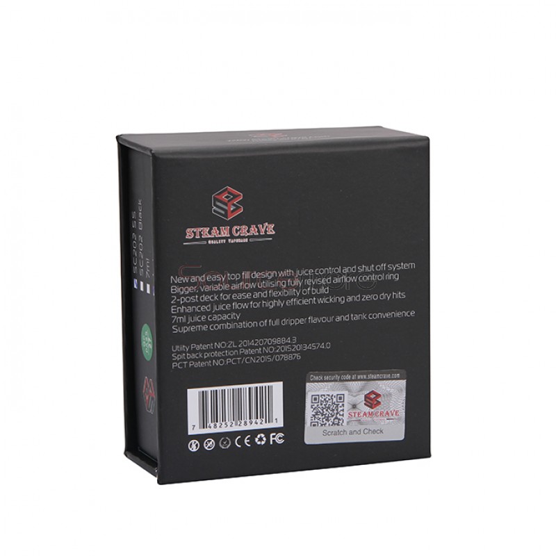 Steam Crave Aromamizer Supreme RDTA SC202-S 4ml Capacity with Top Filling 2-post Deck-Black