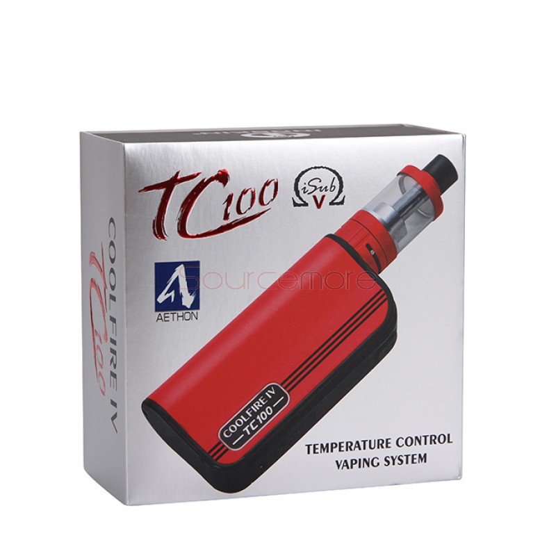 Innokin CoolFire IV TC100W with  iSub V 3.0ml Kit 3300mah Capacity Support Ti/Ni/SS in TC Mode-Red