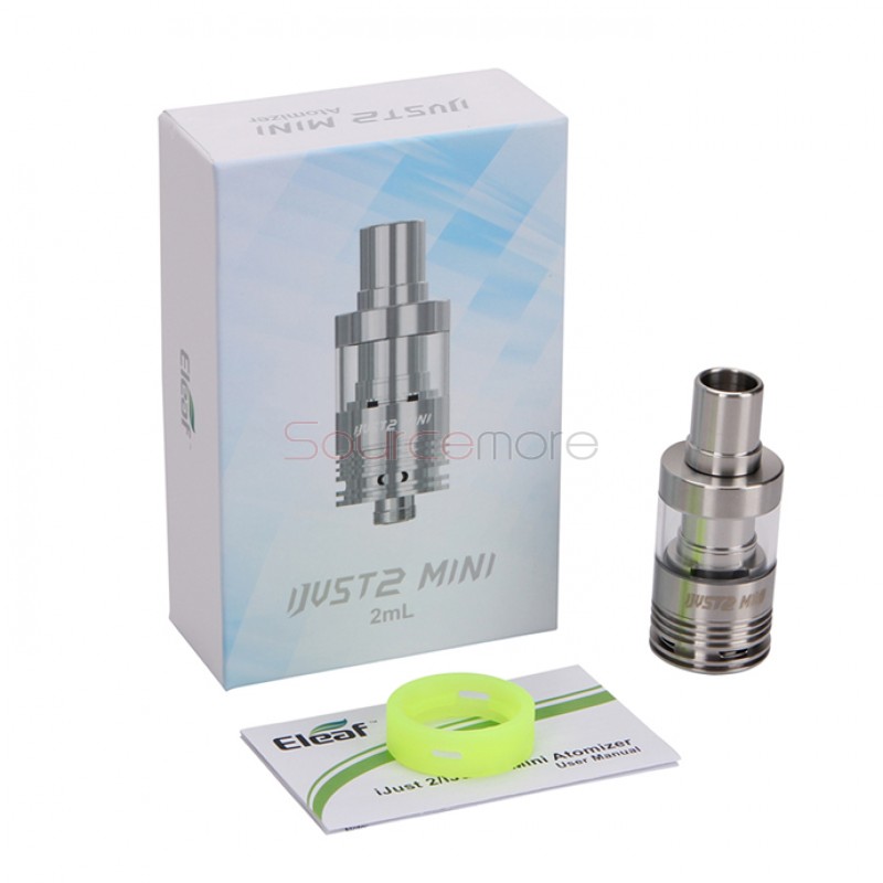 Eleaf iJust 2 Mini Atomizer 2.0ml Liquid Capacity Adjustable Airflow Tank 510 Connection with 0.3ohm Dual Coil Head-Silver