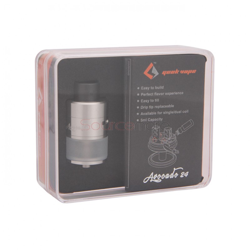Geek Vape Avocado 24 RDTA 5.0ml Liquid Capacity 24mm Diameter Velocity Deck with Hinge Lock Fill System Tank-Stainless Steel