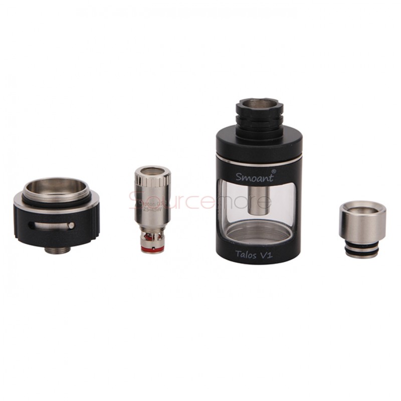 Smoant Knight V1 VV/VW TC Starter Kit Powered by Single 18650 Battery 60W Adjustable Airflow Control Ni/Ti/SS Mod and 4.5ml Talos V1 Tank 510 Thread Connection-Black