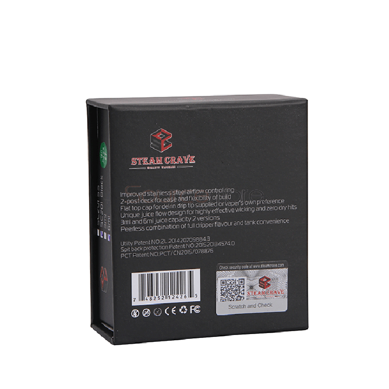Steam Crave Aromamizer RDTA V2 SC201 6ml Capacity with Unique Airflow and Liquid Filling 2-post Deck-Silver