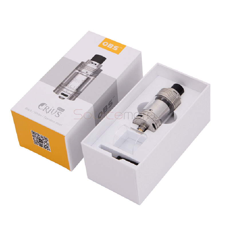OBS Crius Plus RTA Rebuildable Tank Atomizer 5.8ml E-liquid Capacity Side-filling Airflow Control with 18mm Diameter Base Deck-Silver