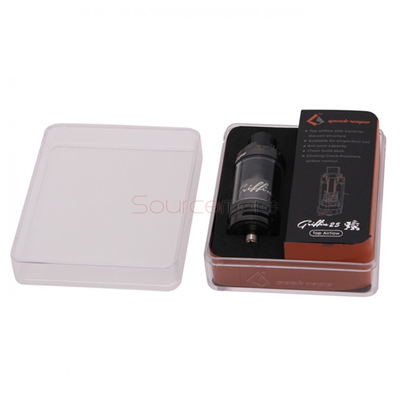 Geekvape Griffin 25 RTA 6ml Top Airflow Version Tank with Travel-to-the-coil Structure-Black