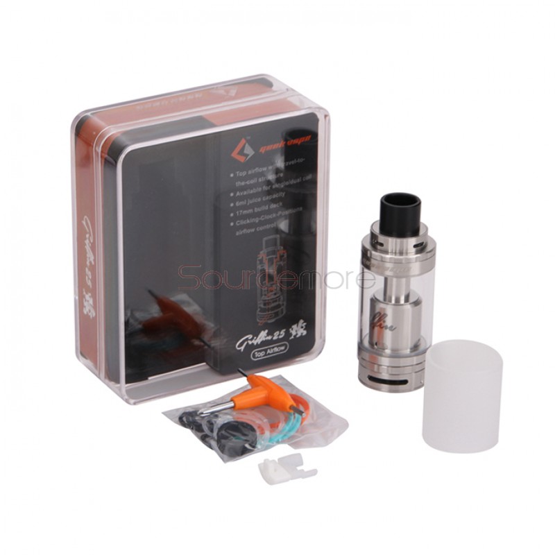 Geekvape Griffin 25 RTA 6ml Top Airflow Version Tank with Travel-to-the-coil Structure-Stainless Steel