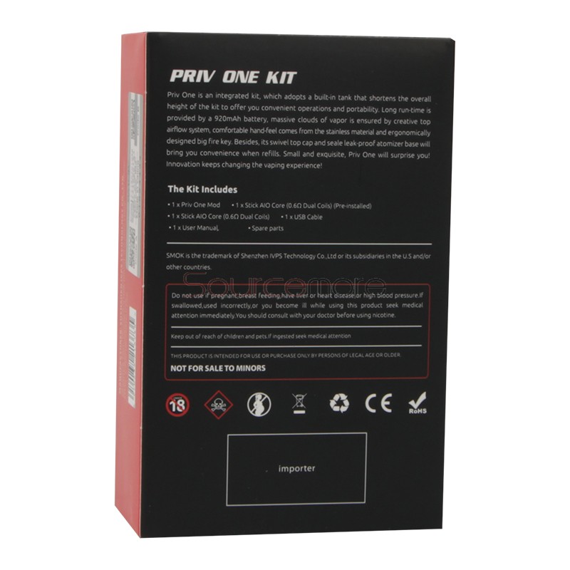 Smok Priv One Kit with 920mah Built-in Capacity-Yellow