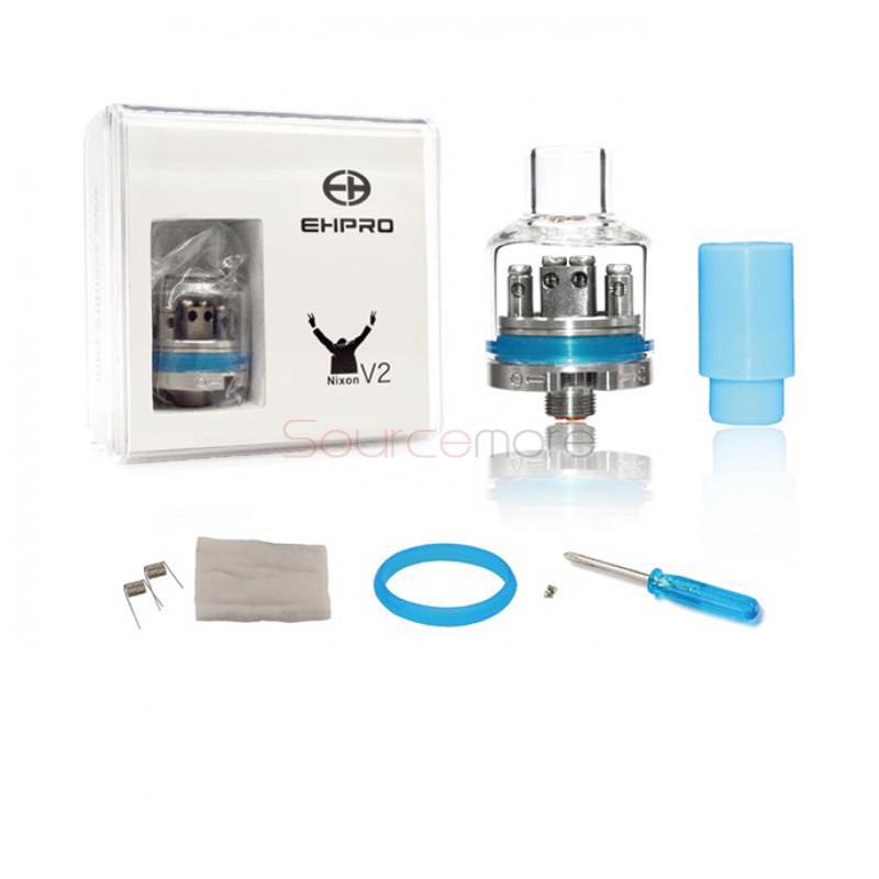 Ehpro Nixon V2 RDA 22mm Diameter Bottom Airflow Control Dual Coil 510 Connection Rebuildable Dripping Atomizer-Silver