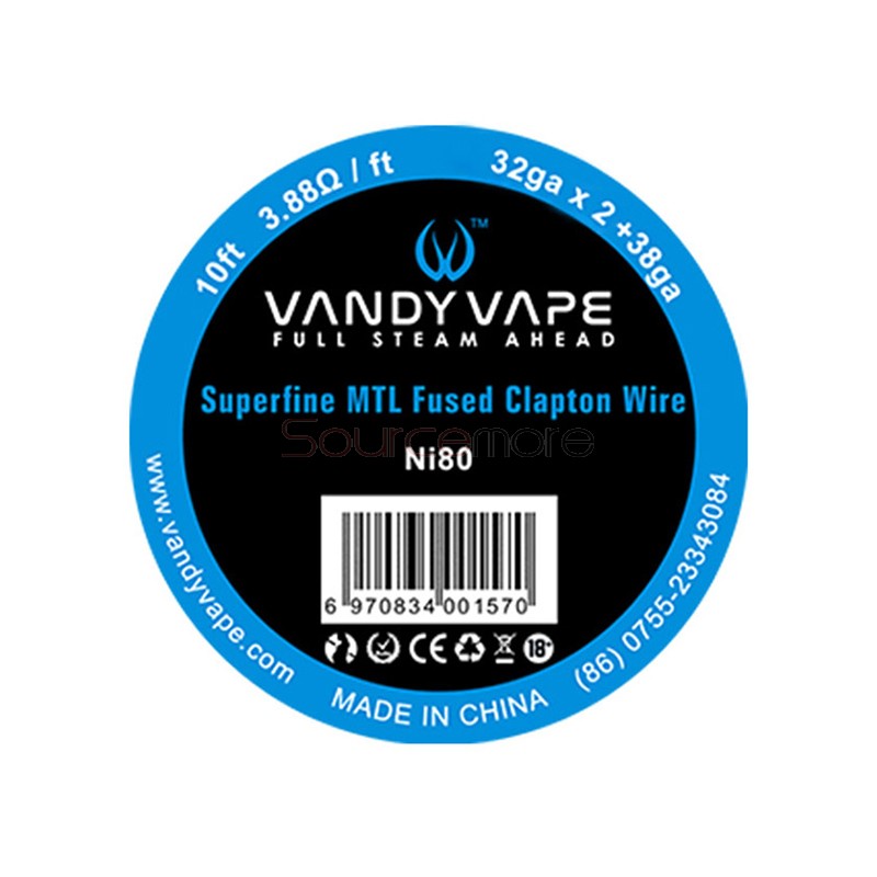 10ft Vandy Vape Superfine Mtl Fused Clapton Wire Ni80 32ga 2 38ga