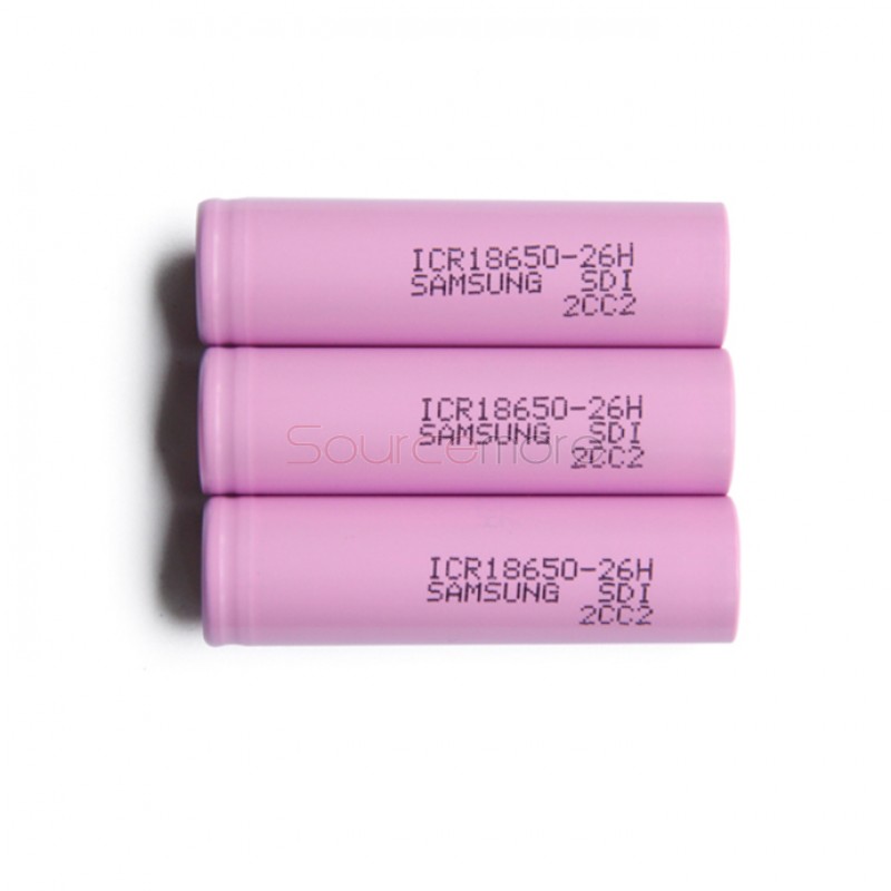 2PCS Samsung ICR 26H 18650 3.7V 2600mAh Li-ion Flat Top Batteries