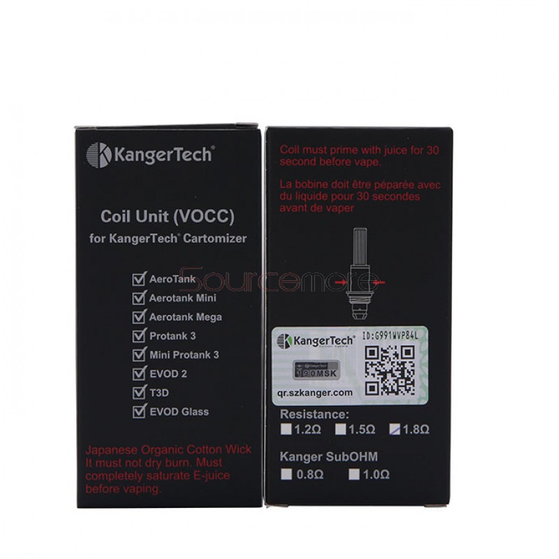 Kanger Dual Coil Replacement Coil VOCC Organic Cotton Coil 5pcs-1.5ohm