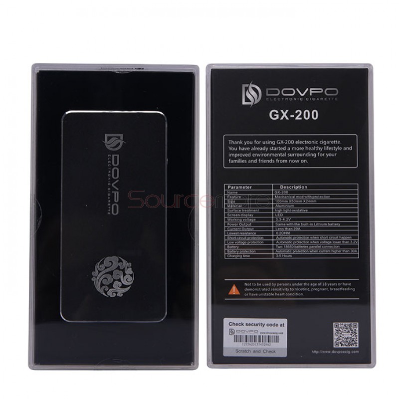 Dovpo GX-200 Mechanical Mod Dual 18650 Battery Compatible Viravle Voltage Mod-Black