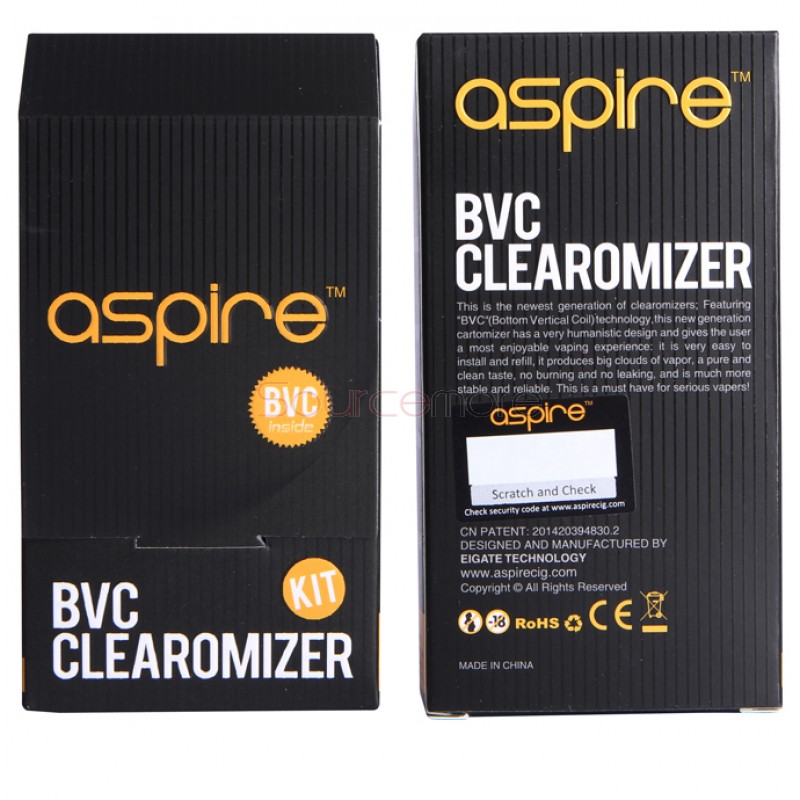 Aspire ET BVC Clearomizer Kit with Coils - Black