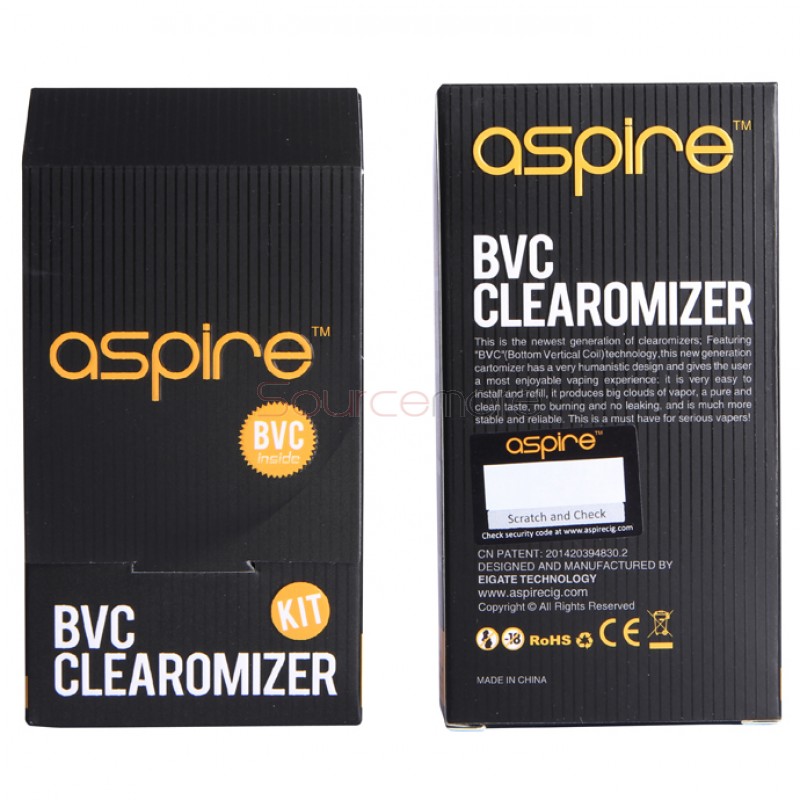 Aspire ET-S Glass BVC Clearomizer Kit with Coils - Silver