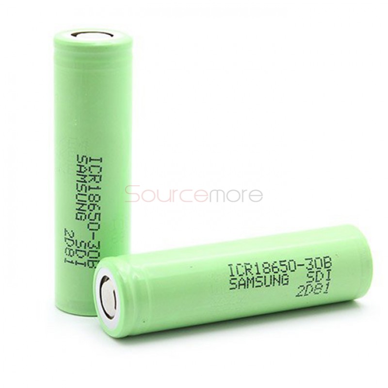 2PCS Samsung ICR 30B 18650 3.7V 3000mAh Li-ion Flat Top Batteries