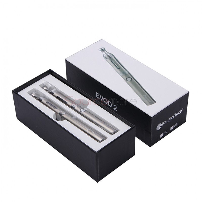 Kanger Evod 2 Starter Kit with 1.6ml Atomizer Double Pack Dual Ecigs kits-Silver US Plug  
