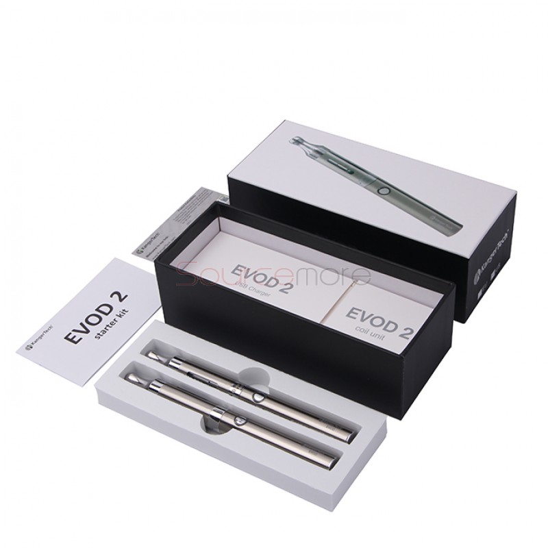 Kanger Evod 2 Starter Kit with 1.6ml Atomizer Double Pack Dual Ecigs kits-Silver US Plug  