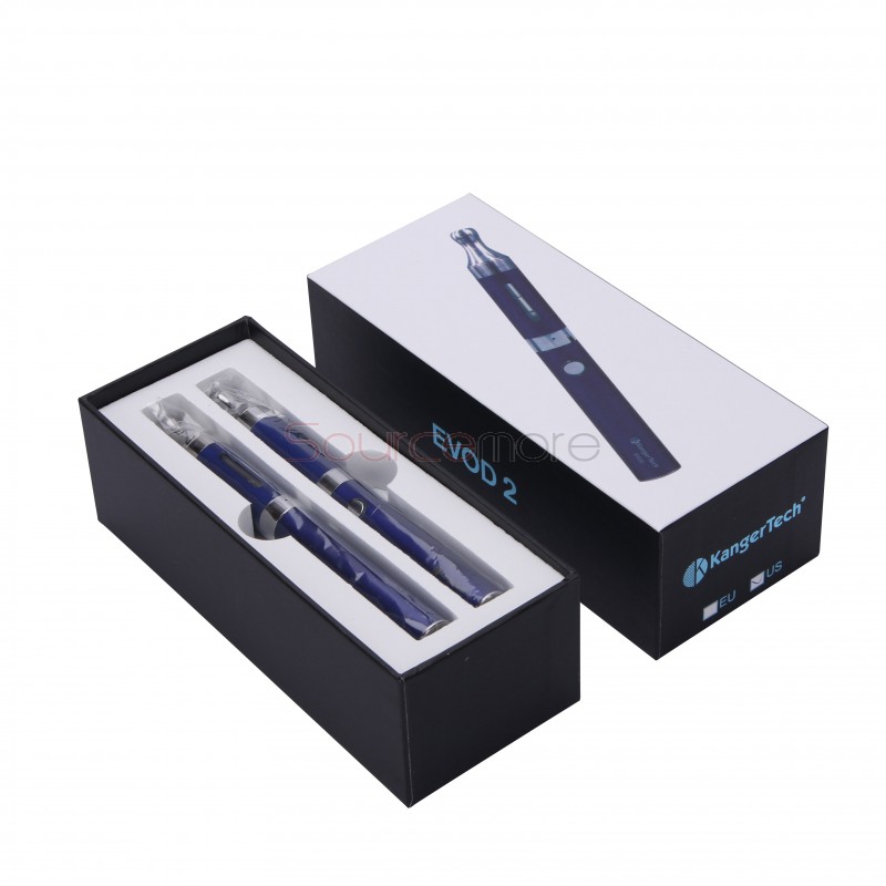Kanger Evod 2 Starter Kit with 1.6ml Atomizer Double Pack Dual Ecigs kits-Blue EU Plug  