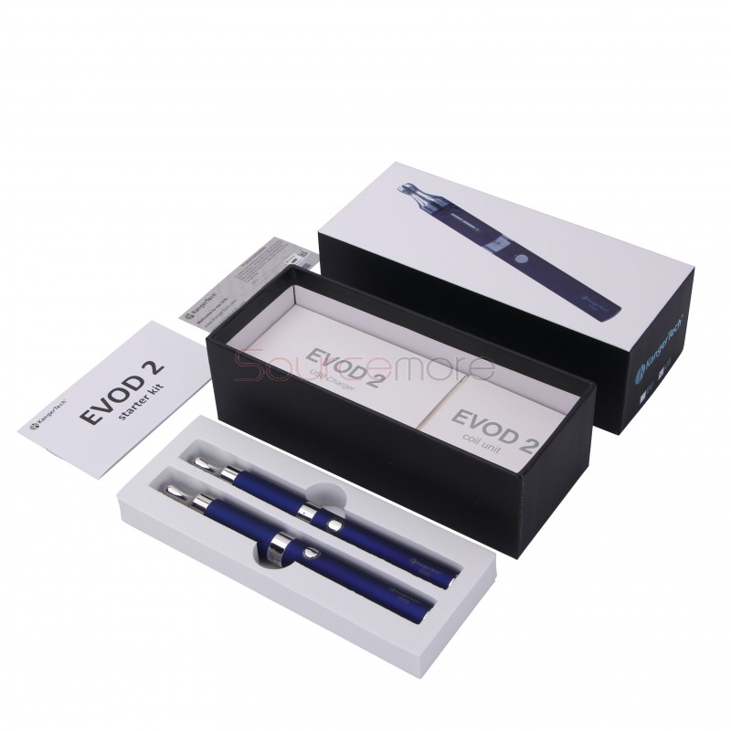 Kanger Evod 2 Starter Kit with 1.6ml Atomizer Double Pack Dual Ecigs kits-Blue US Plug  