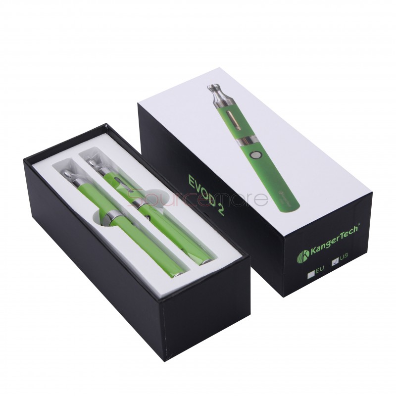 Kanger Evod 2 Starter Kit with 1.6ml Atomizer Double Pack Dual Ecigs kits-Green US Plug  
