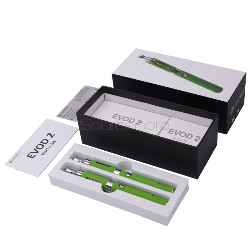 Kanger Evod 2 Starter Kit with 1.6ml Atomizer Double Pack Dual Ecigs kits-Green US Plug  