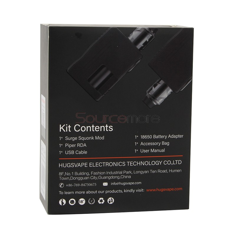 HugsVape Surge Squonk 80W Kit with Piper RDA - Silver