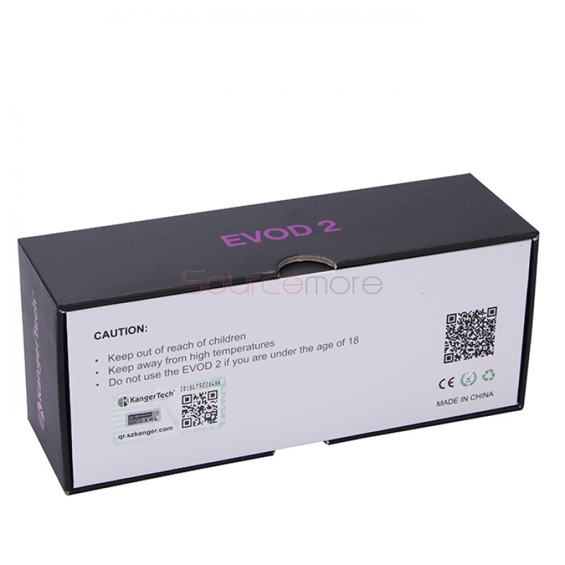 Kanger Evod 2 Starter Kit with 1.6ml Atomizer Double Pack Dual Ecigs kits-Purple EU Plug  