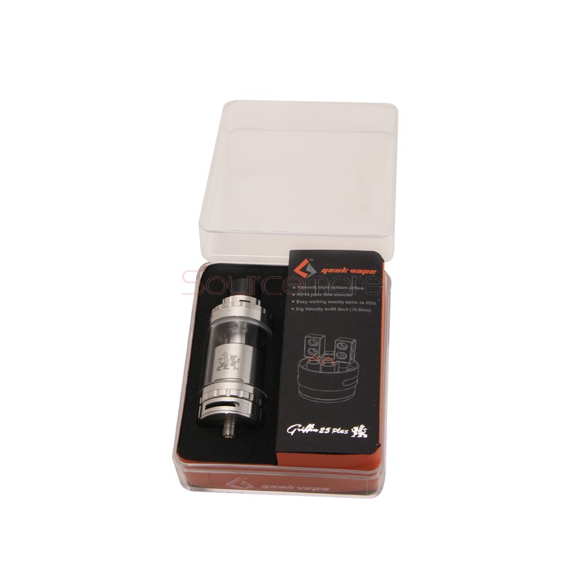 Geek Vape Griffin 25 Plus 5.0ml Bottom Airflow System Tank with 18.9mm Build Deck-Stainless Steel