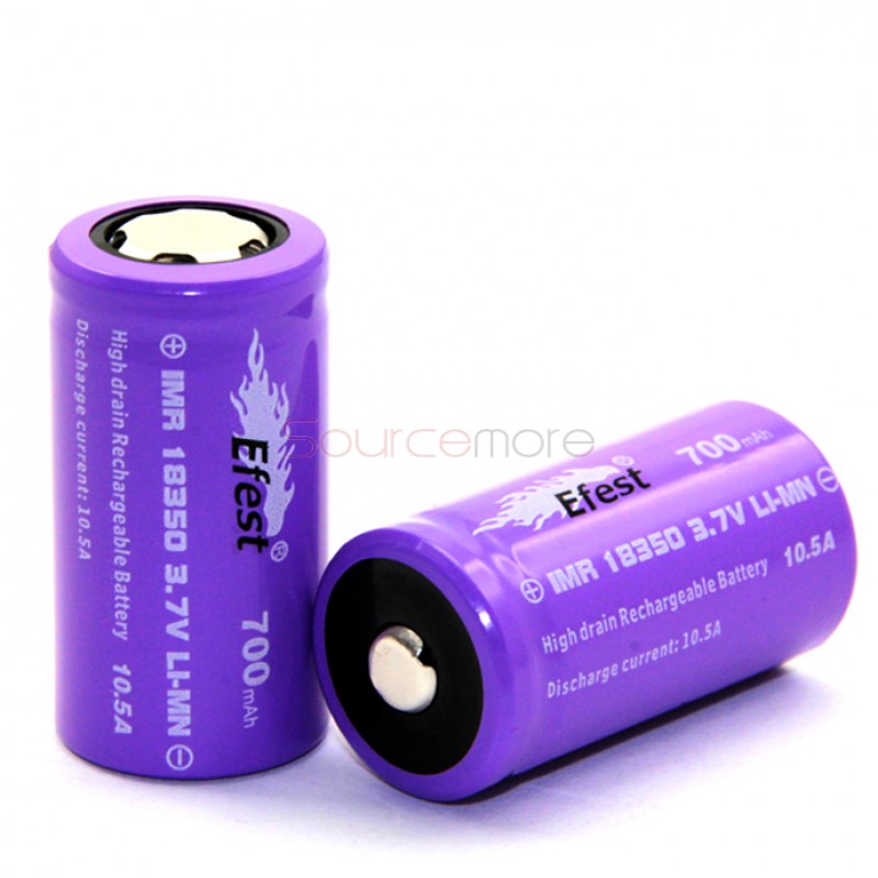 Efest 18350 700mah 10.5A  Rechargeable Battery Button Top-2pcs