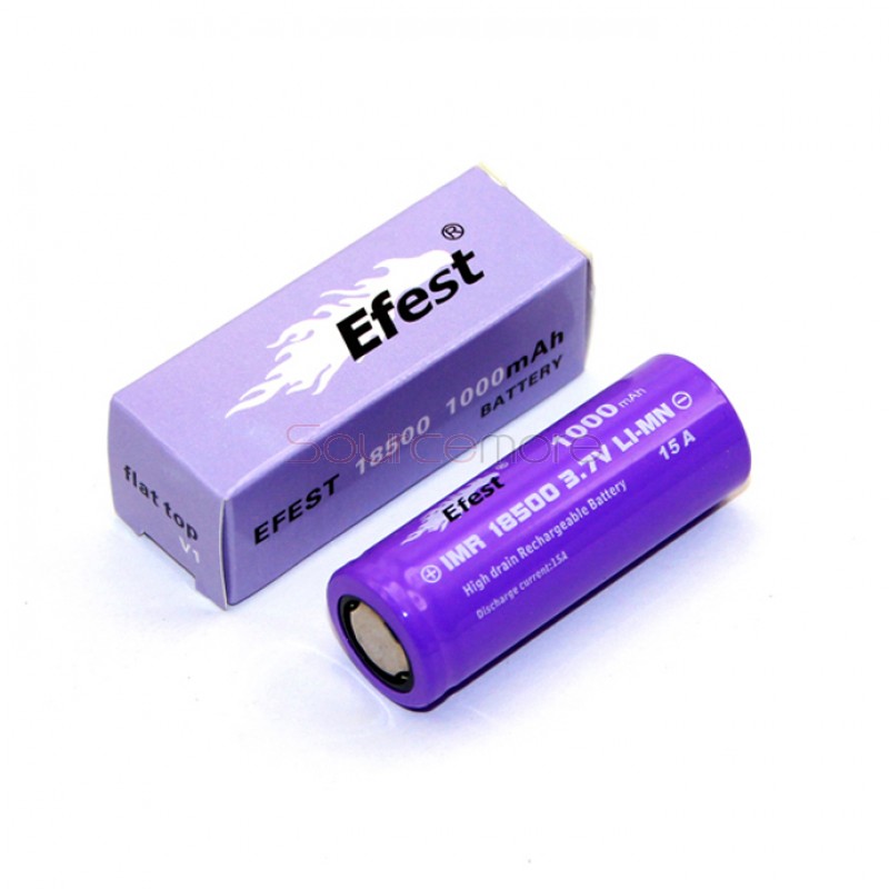 Efest  18500 1000mah 15A  Rechargeable Battery Flat Top-2pcs